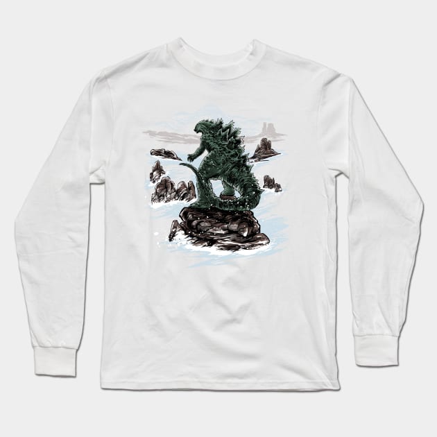 Kaiju above the Sea of Fog Long Sleeve T-Shirt by Zascanauta